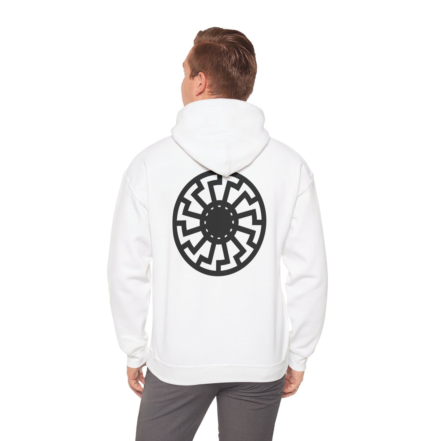 Black Sun Symbol Mens Hooded Sweatshirt